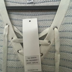 Calvin Klein White & Blue Sweater